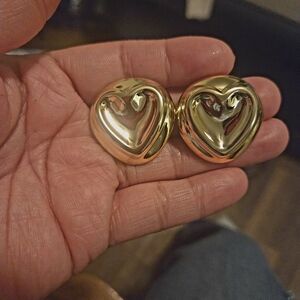 Gold Heart Clip-On Earrings - Women's Jewelry